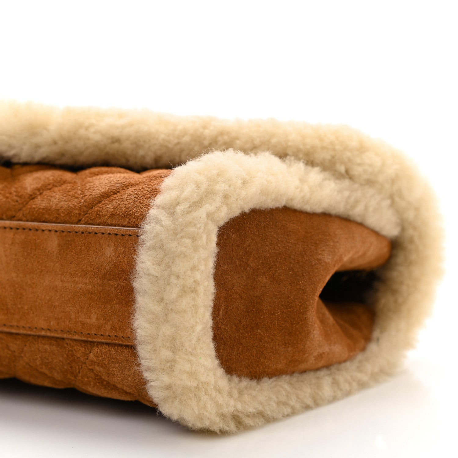 Saint Laurent Nubuck Shearling Mixed Matelasse Triquilt Small Monogram Satchel Ivory Natural Tan 10 of 10