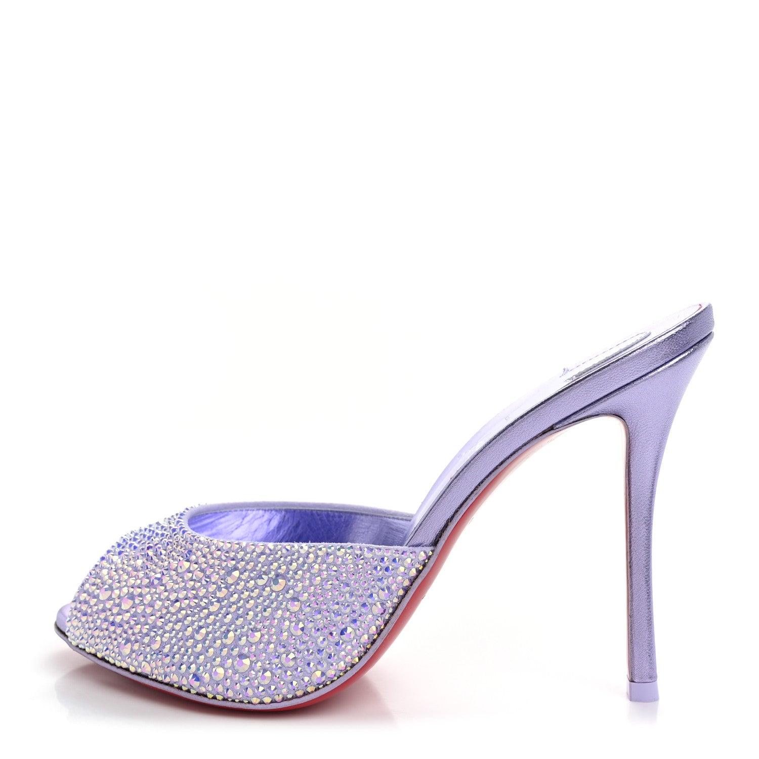 Christian Louboutin Suede Crystal Strass Me Dolly 100 Sandals 37.5 Lilac 1 of 9