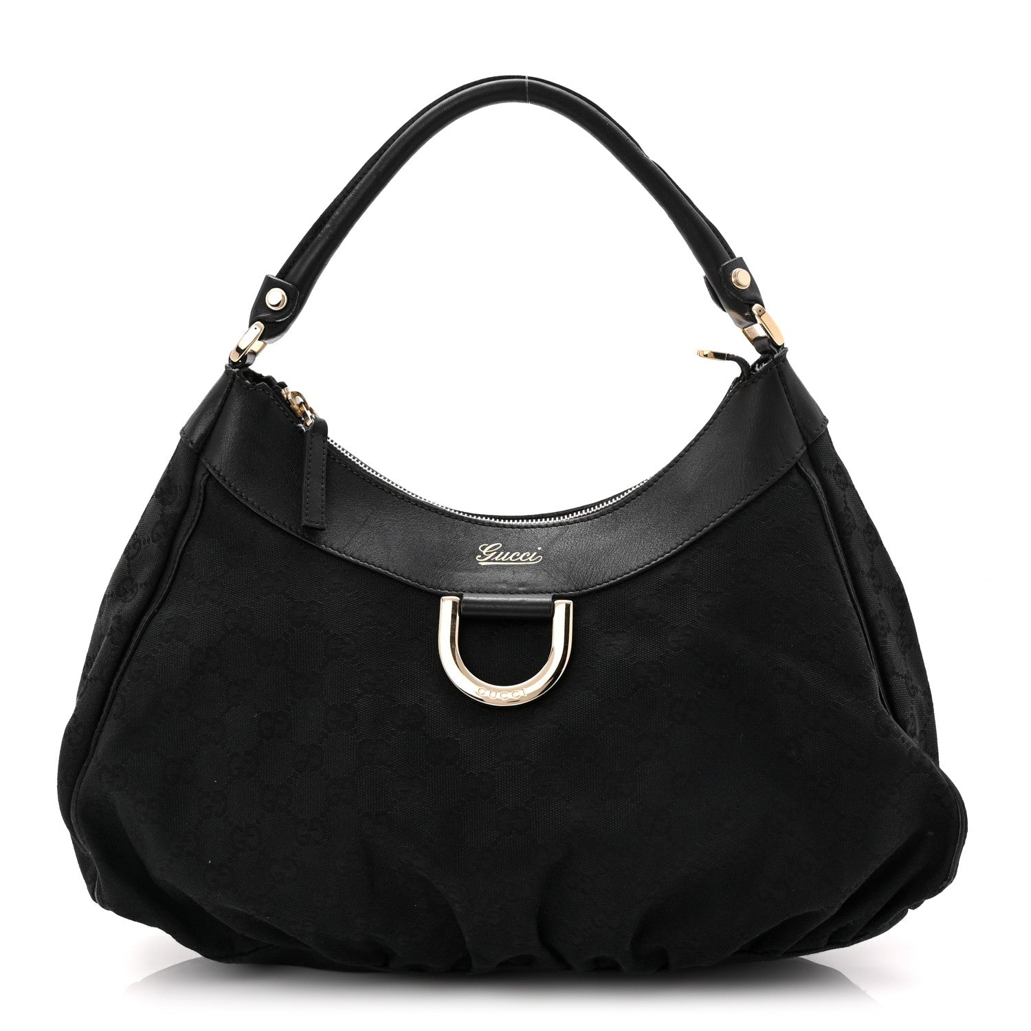 Gucci Monogram Large D Gold Ring Hobo Black 1 of 10