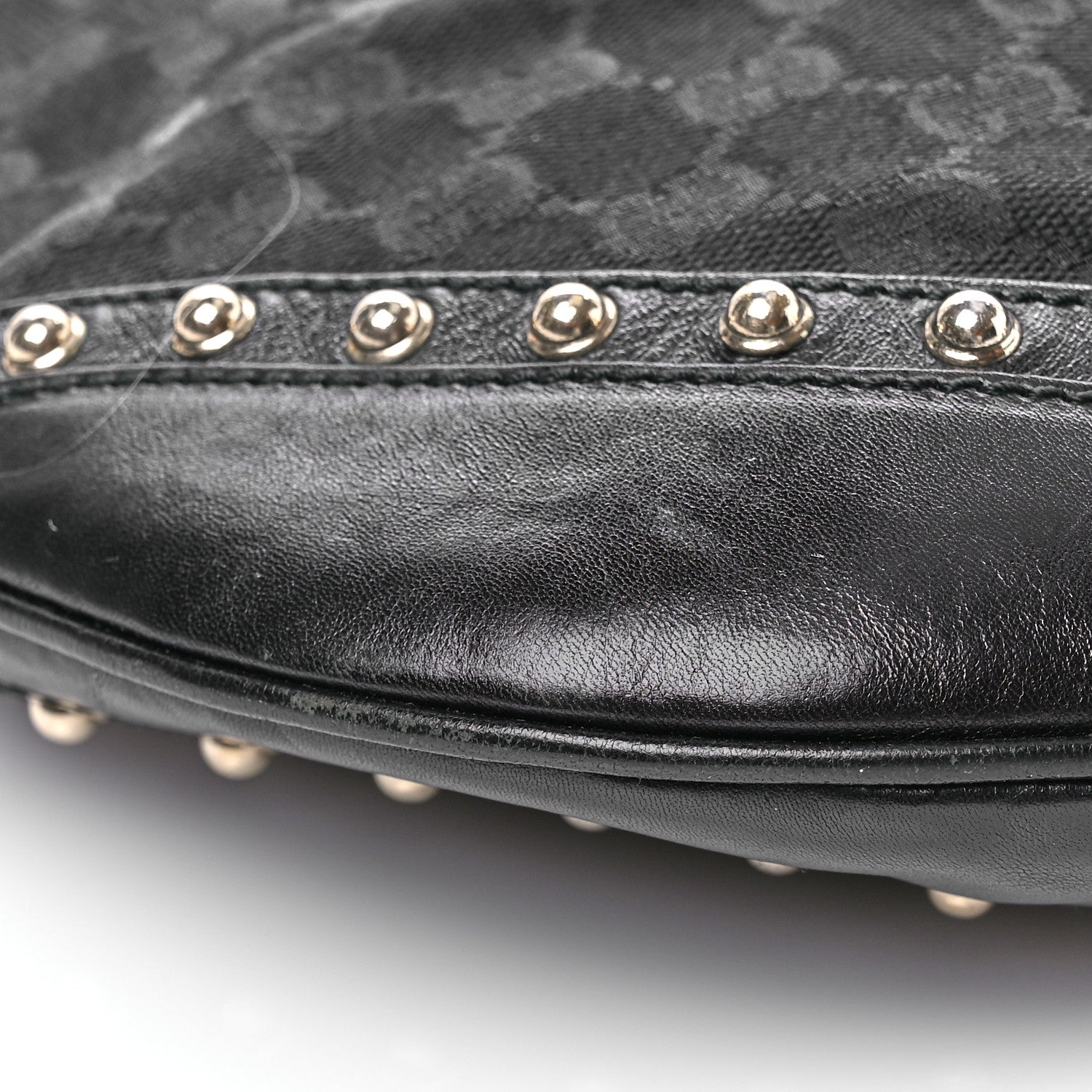 Gucci Calfskin Embossed Monogram Studded Pelham Messenger Bag Black 9 of 12