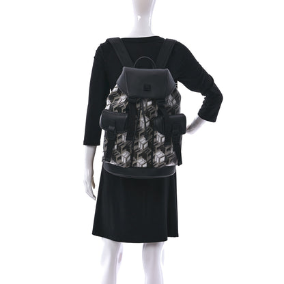 MCM Cubic Monogram Medium Bradenburg Backpack Black White 2 of 9