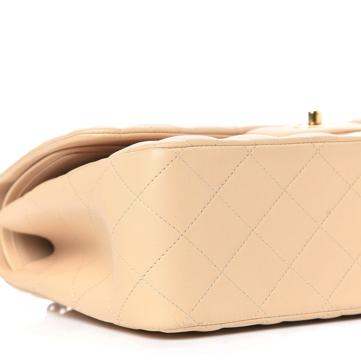 Lambskin Quilted Jumbo Double Flap Beige Clair