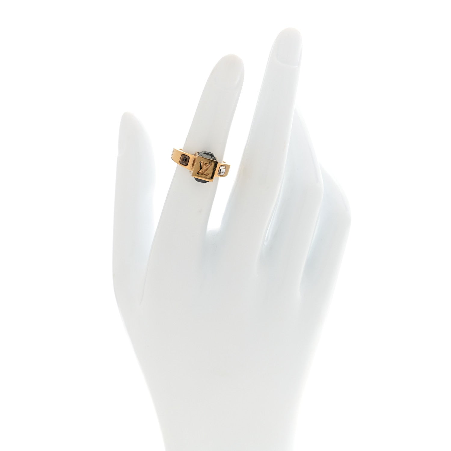 Louis Vuitton Metal Swarovski Gamble Ring Small 47 4 Azur Gold 2 of 6