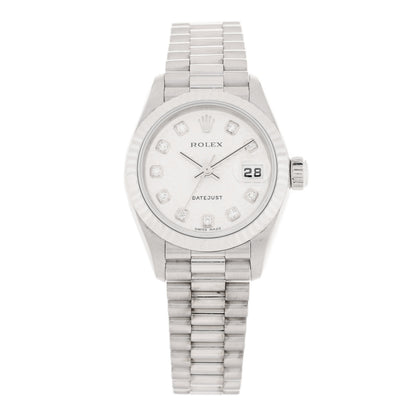 Rolex 18K White Gold Diamond 26mm Datejust President Watch Silver Jubilee 79179 1 of 4