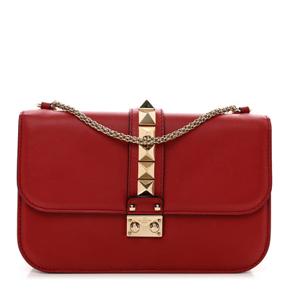 Valentino Garavani Vitello Medium Glam Lock Rockstud Flap Red 1 of 9