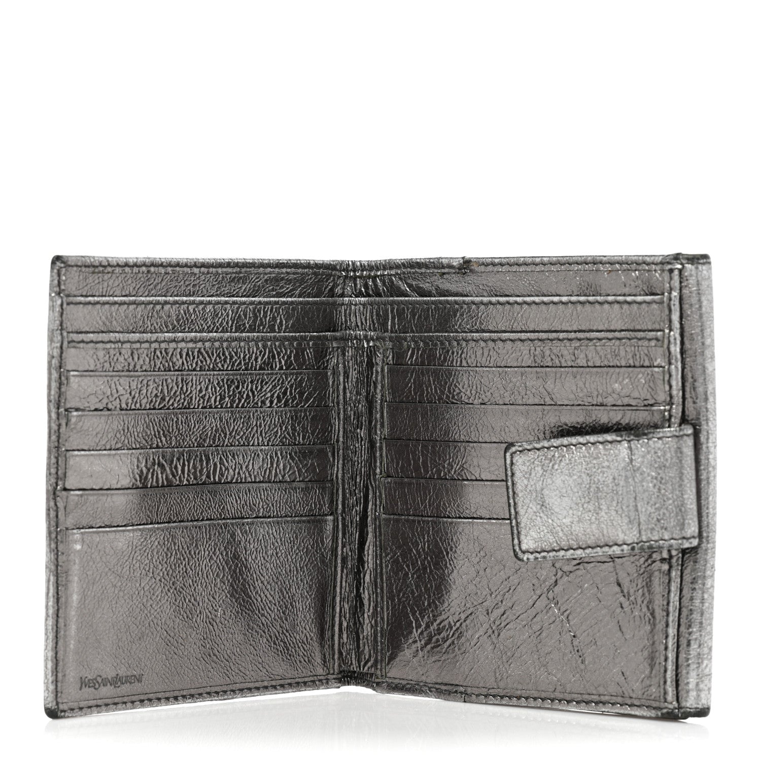 Saint Laurent Metallic Goatskin Belle de Jour French Wallet Silver 5 of 10