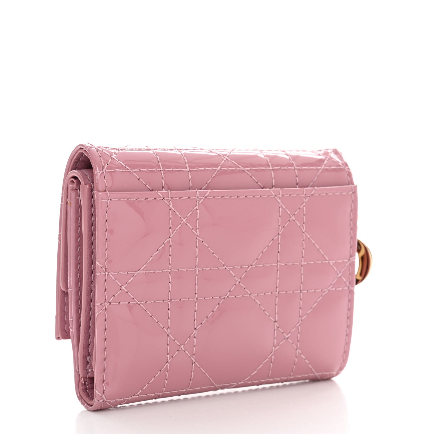 Christian Dior Patent Cannage Lady Dior Lotus Wallet Pink 3 of 11