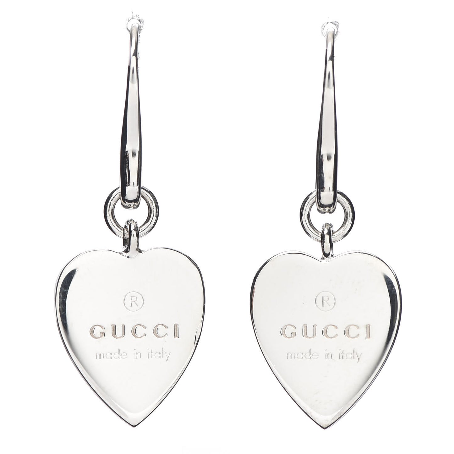 Sterling Silver Trademark Heart Drop Earrings