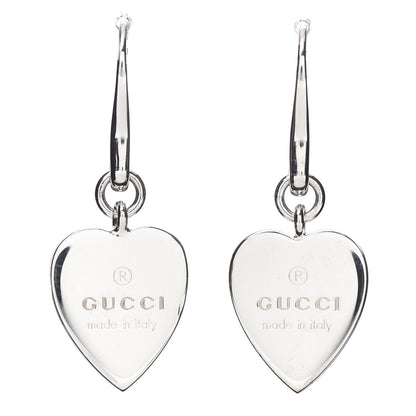 Gucci Sterling Silver Trademark Heart Drop Earrings 1 of 5