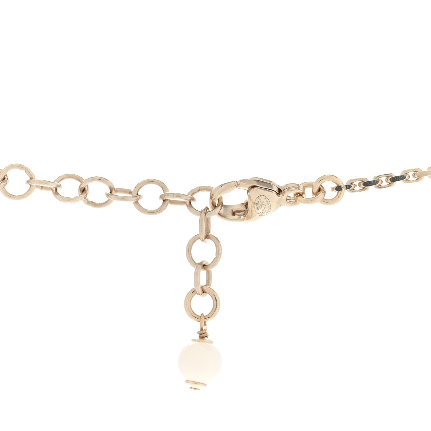 Chanel Crystal Star CC Drop Pendant Necklace White Gold 5 of 6