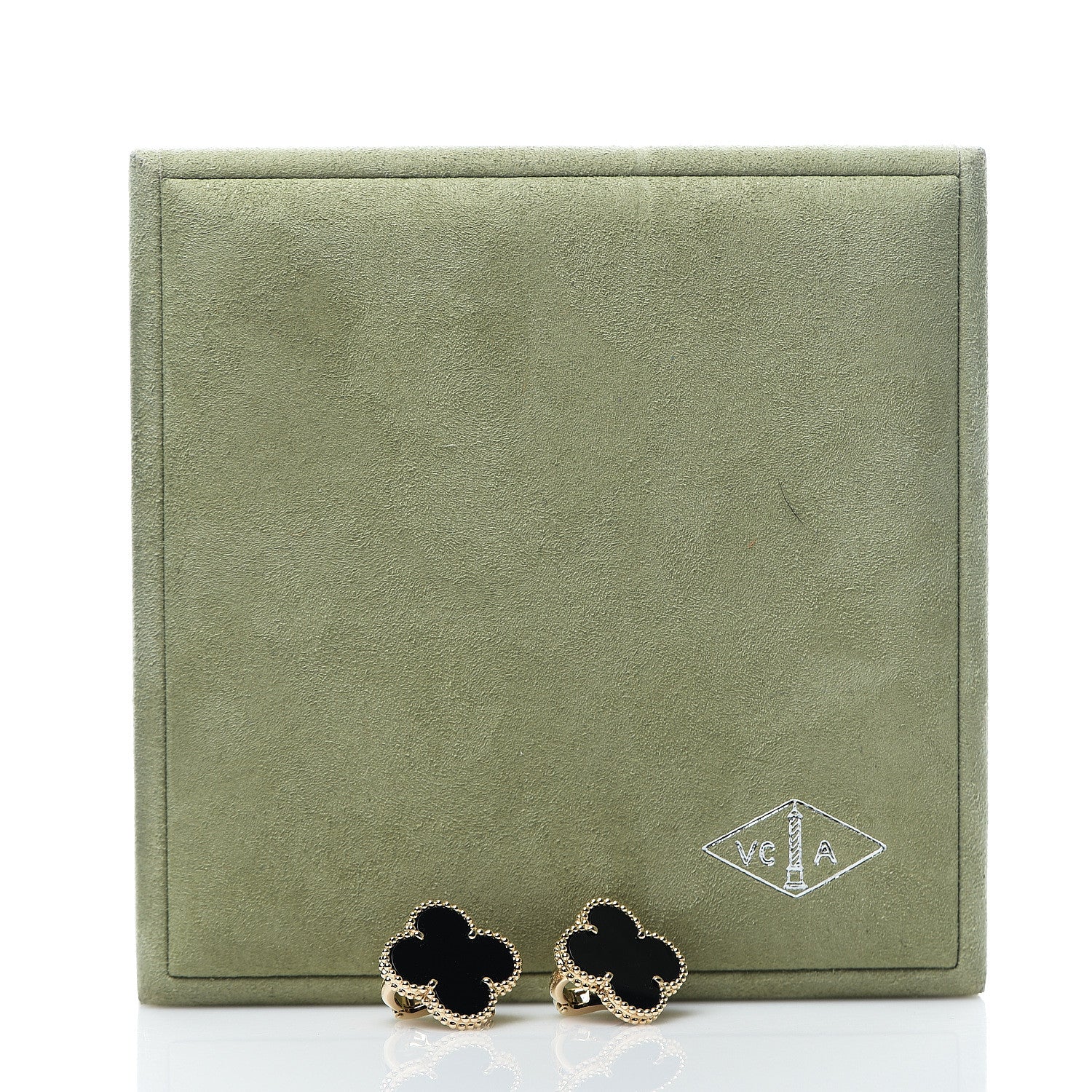Van Cleef & Arpels 18K Yellow Gold Black Onyx Magic Alhambra Earrings 4 of 4