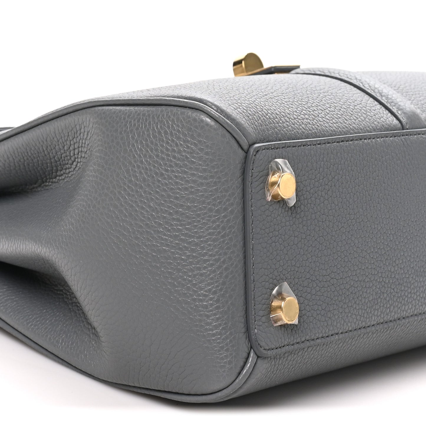 Grained Calfskin Small 16 Top Handle Bag Medium Grey