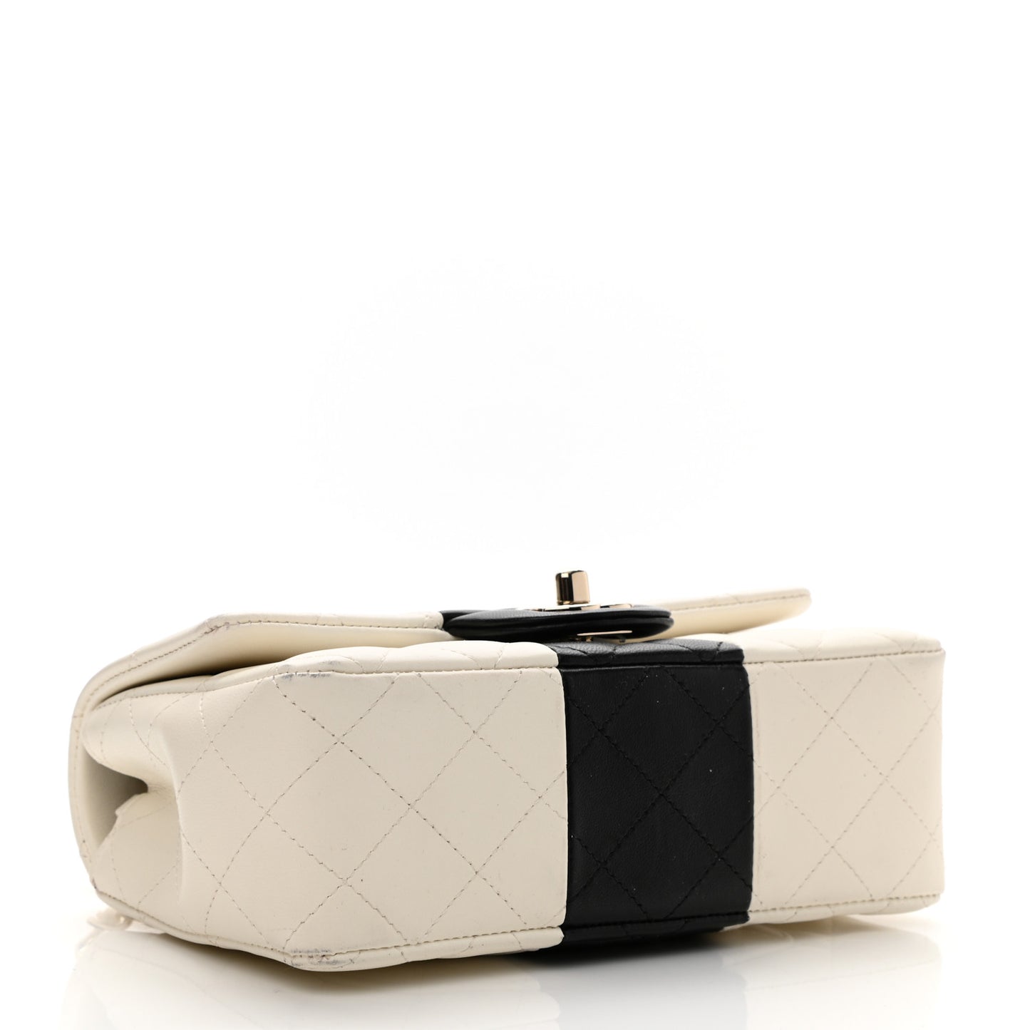 Lambskin Quilted Mini Rectangular Flap White Black