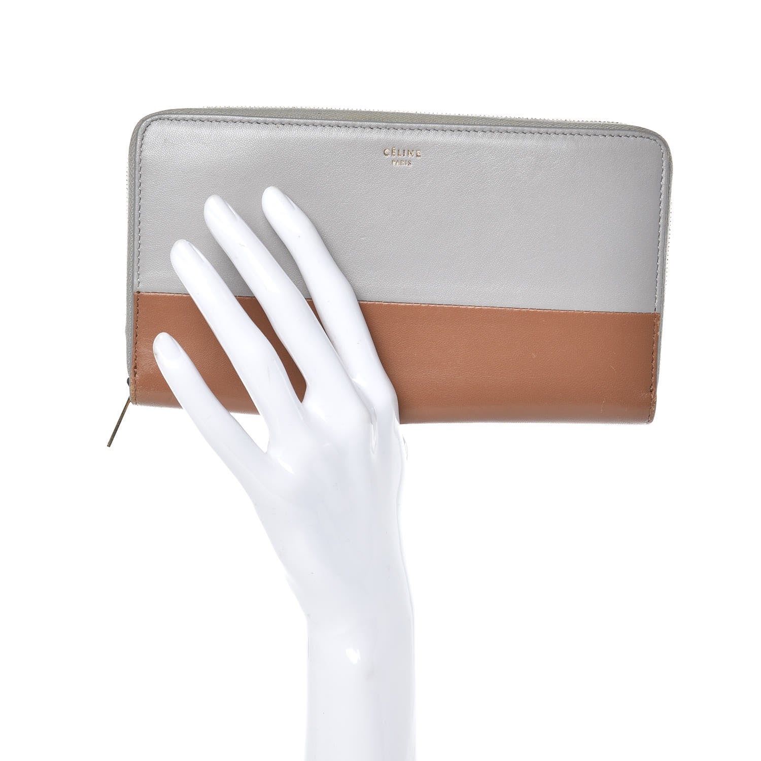 Celine Lambskin Large Zip Around Multifunction Wallet Grey 2 of 14