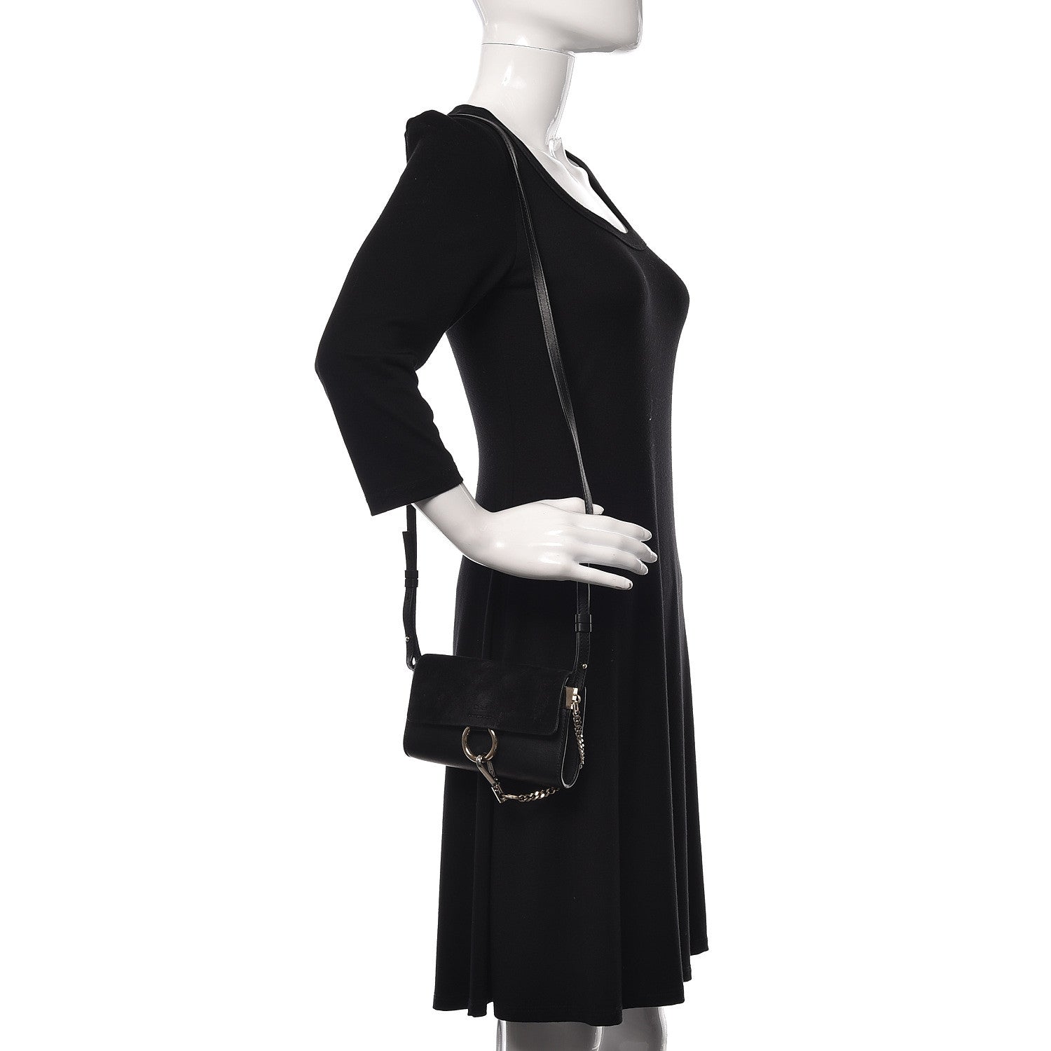 Chloe Suede Calfskin Mini Faye Shoulder Bag Black 2 of 22