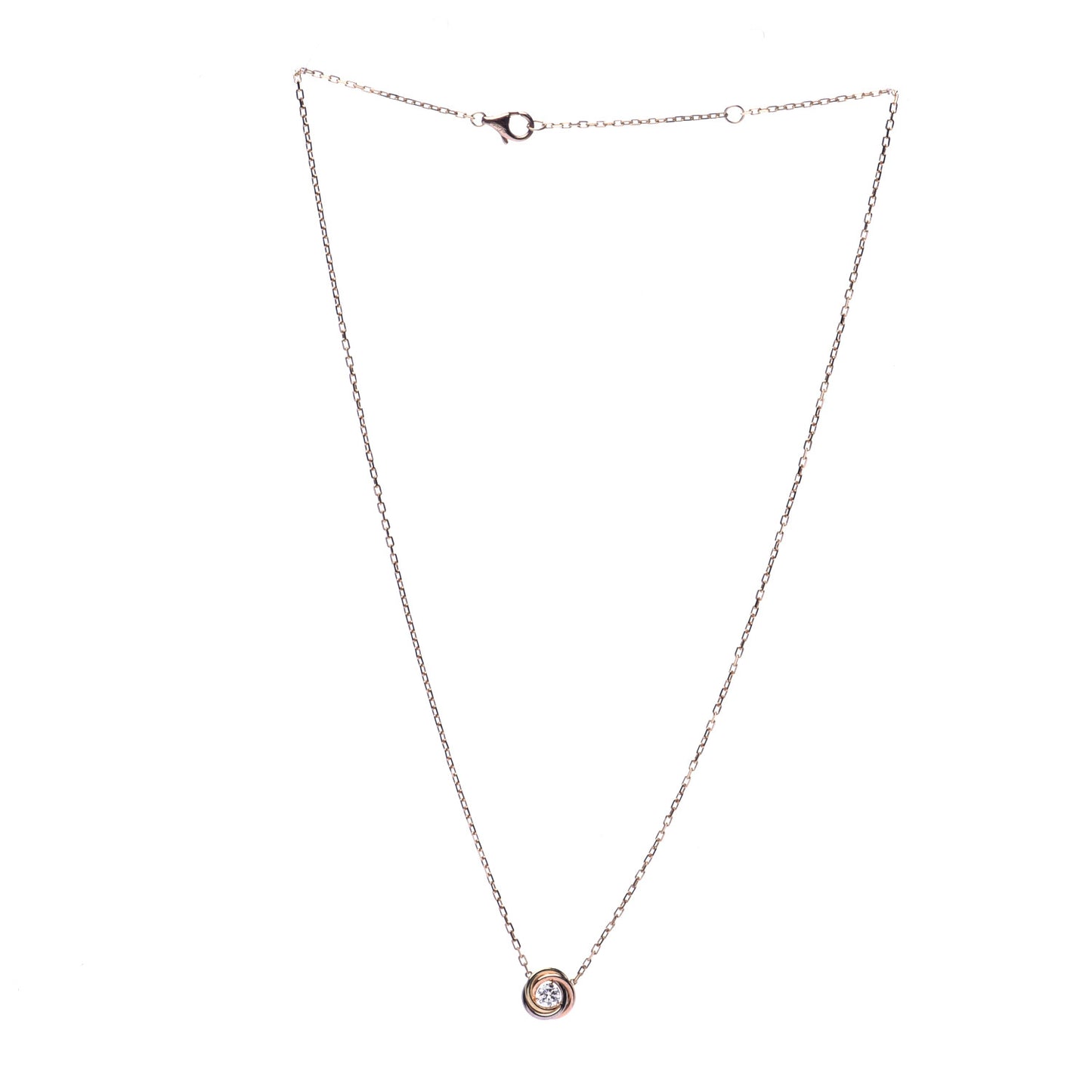 18K Pink White Yellow Gold Diamond Trinity De Cartier Pendant Necklace