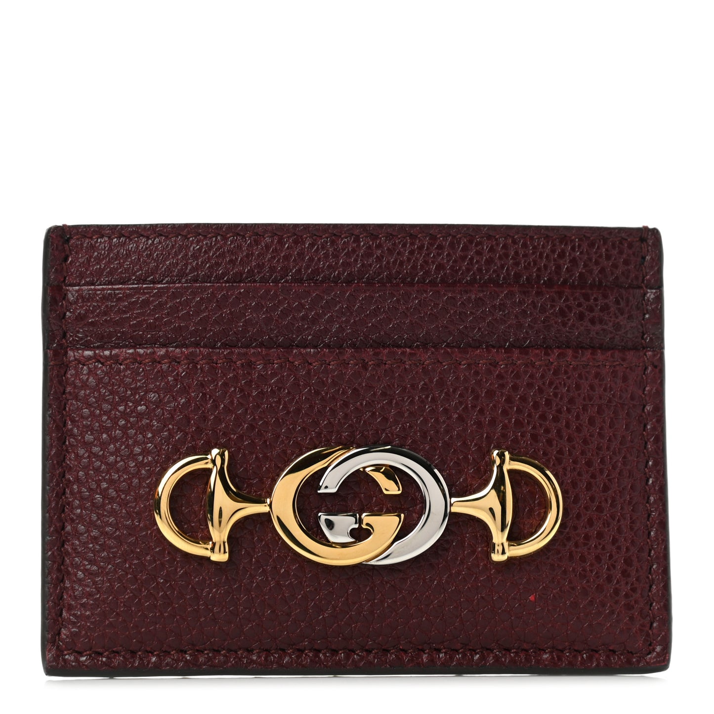 Grainy Calfskin Zumi Card Holder Vintage Bordeaux