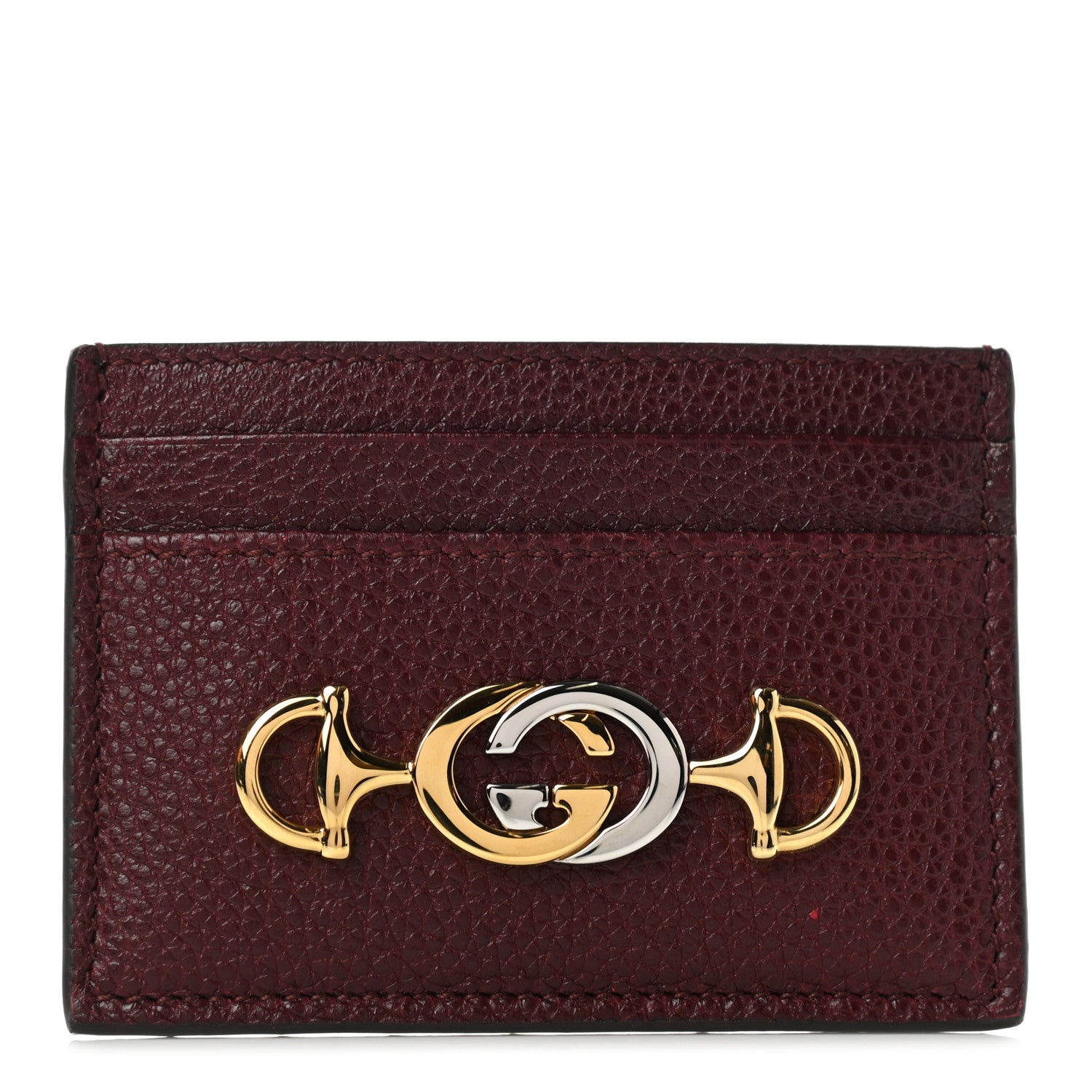 Gucci Grainy Calfskin Zumi Card Holder Vintage Bordeaux 1 of 6