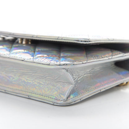Chanel Iridescent Goatskin Quilted Wallet On Chain WOC Silver 11 of 12