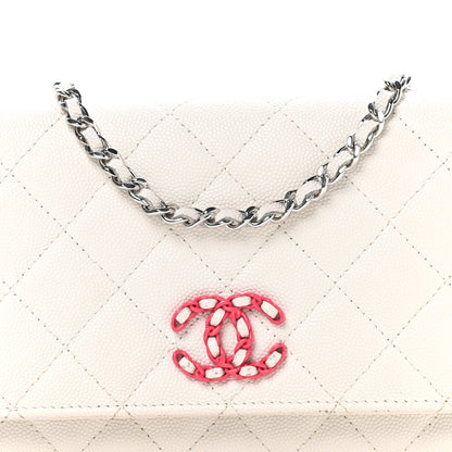 Chanel Caviar Quilted Chanel 19 Wallet on Chain WOC White Pink 9 of 11