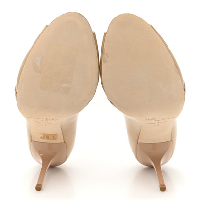 Jimmy Choo Patent Mesh Maven Peep Toe Pumps 39 Nude 5 of 13