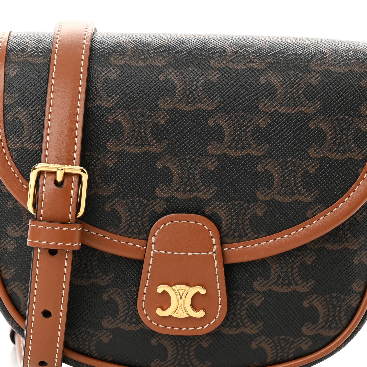 Celine Canvas Calfskin Triomphe Mini Besace Tan 7 of 9