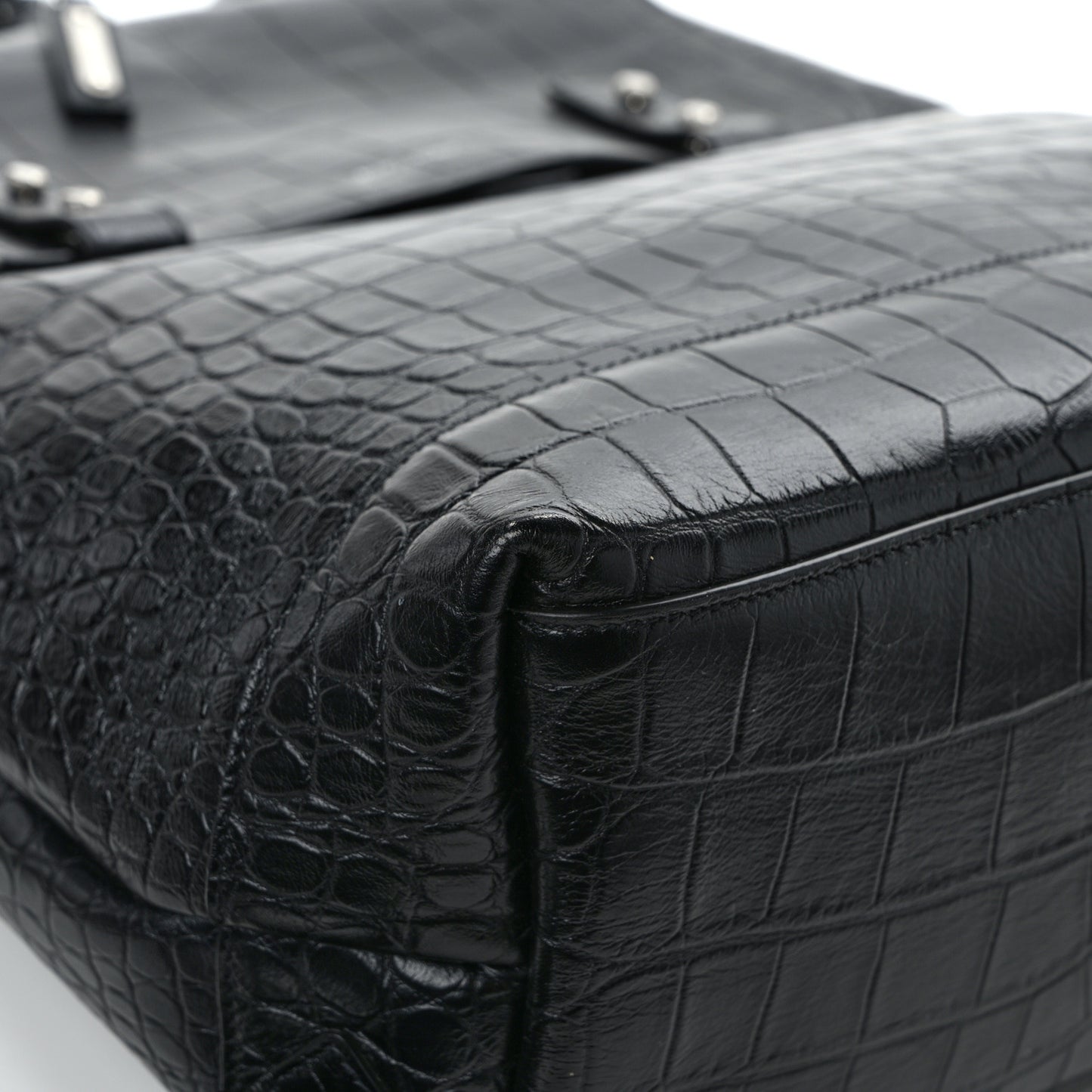 Calfskin Crocodile Embossed Sac De Jour Backpack Black