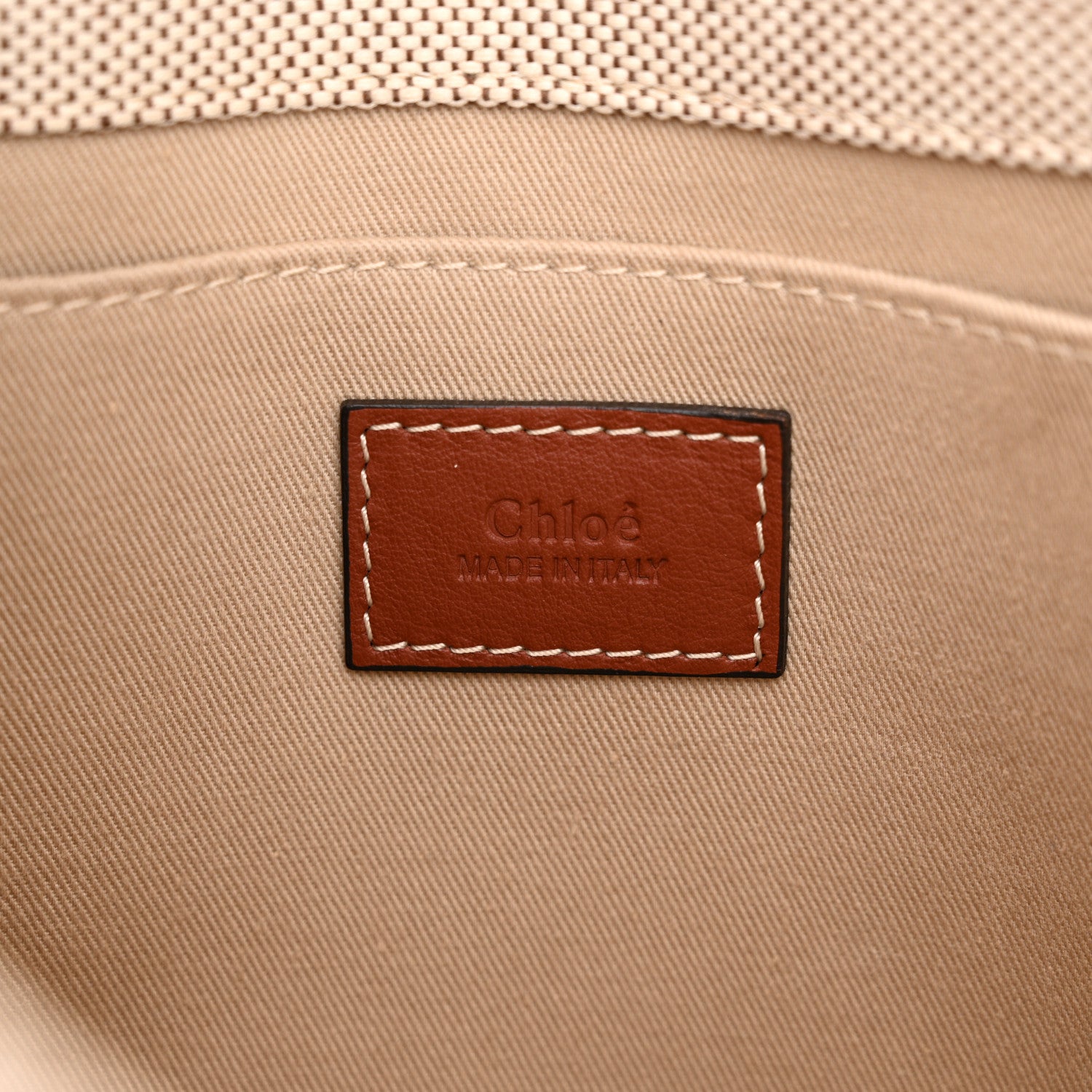 Chloe Cotton Calfskin Small Woody Ribbon Tote White Brown 6 of 12