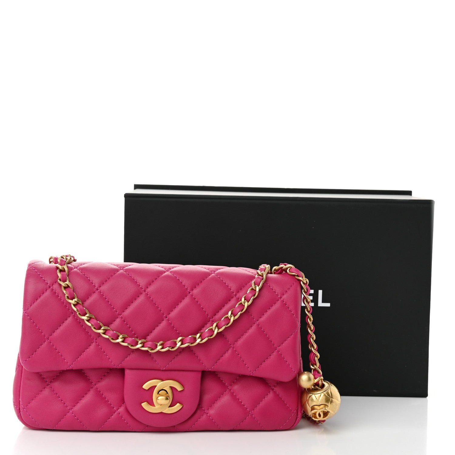 Chanel Lambskin Quilted Mini Rectangular Pearl Crush Flap Fuchsia 11 of 11