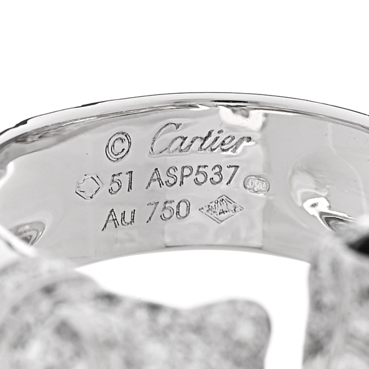 18K White Gold Diamond Black Onyx Emerald Panthere De Cartier Double Head Ring 51 5.75