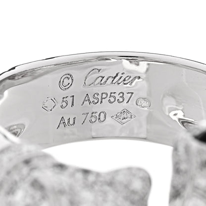 Cartier 18K White Gold Diamond Black Onyx Emerald Panthere De Cartier Double Head Ring 51 5.75 5 of 6