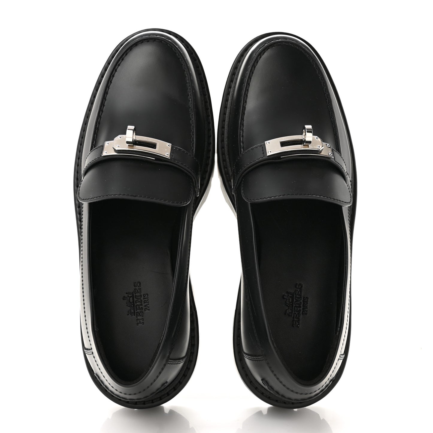 Calfskin Womens Icone Loafers 37 Black