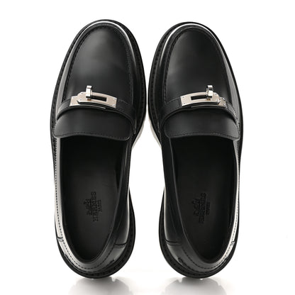Hermes Calfskin Womens Icone Loafers 37 Black 2 of 10