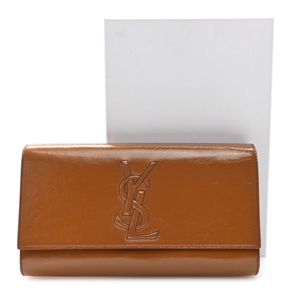Saint Laurent Textured Patent Calfskin Monogram Large Belle De Jour Clutch Beige 7 of 7