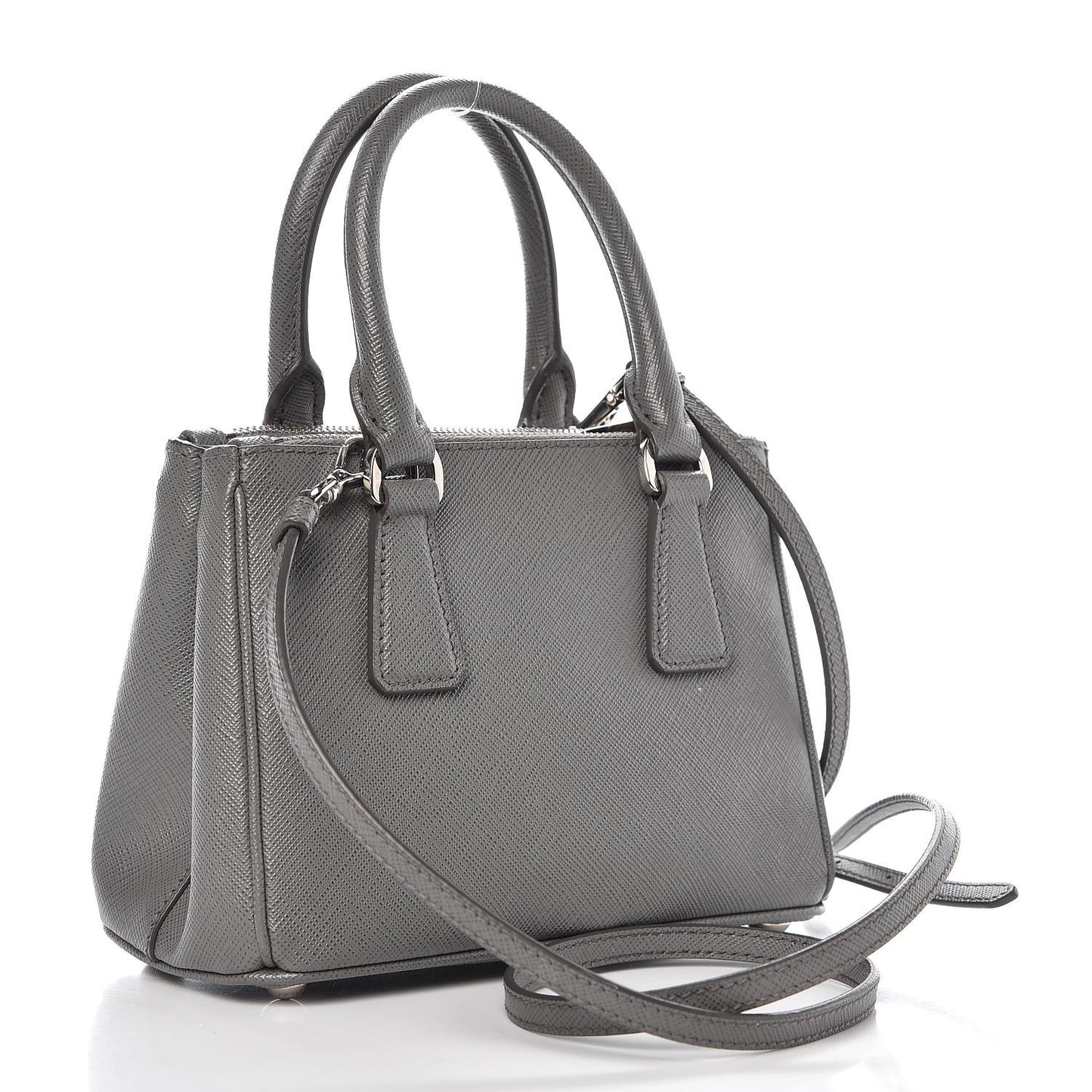 Saffiano Micro Galleria Double Zip Tote Marmo