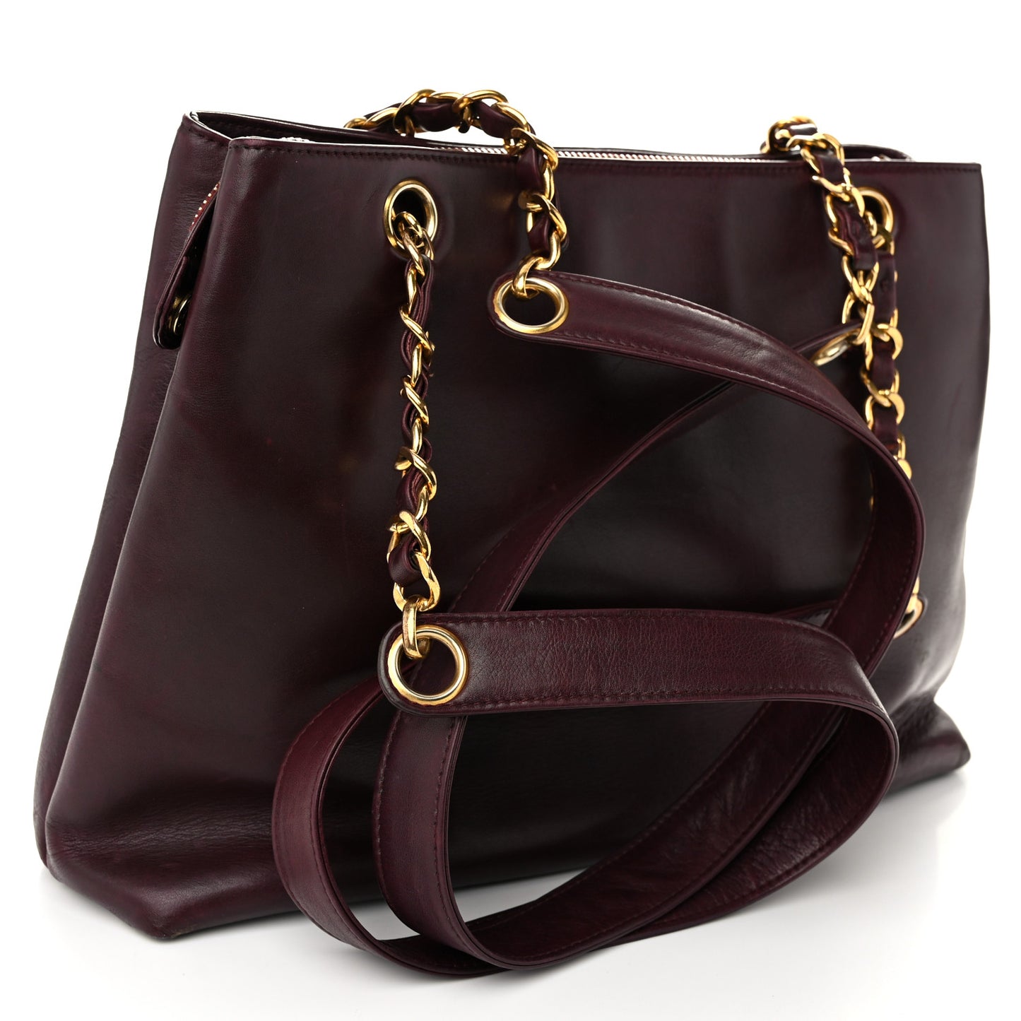 Calfskin Flap Shoulder Bag Burgundy