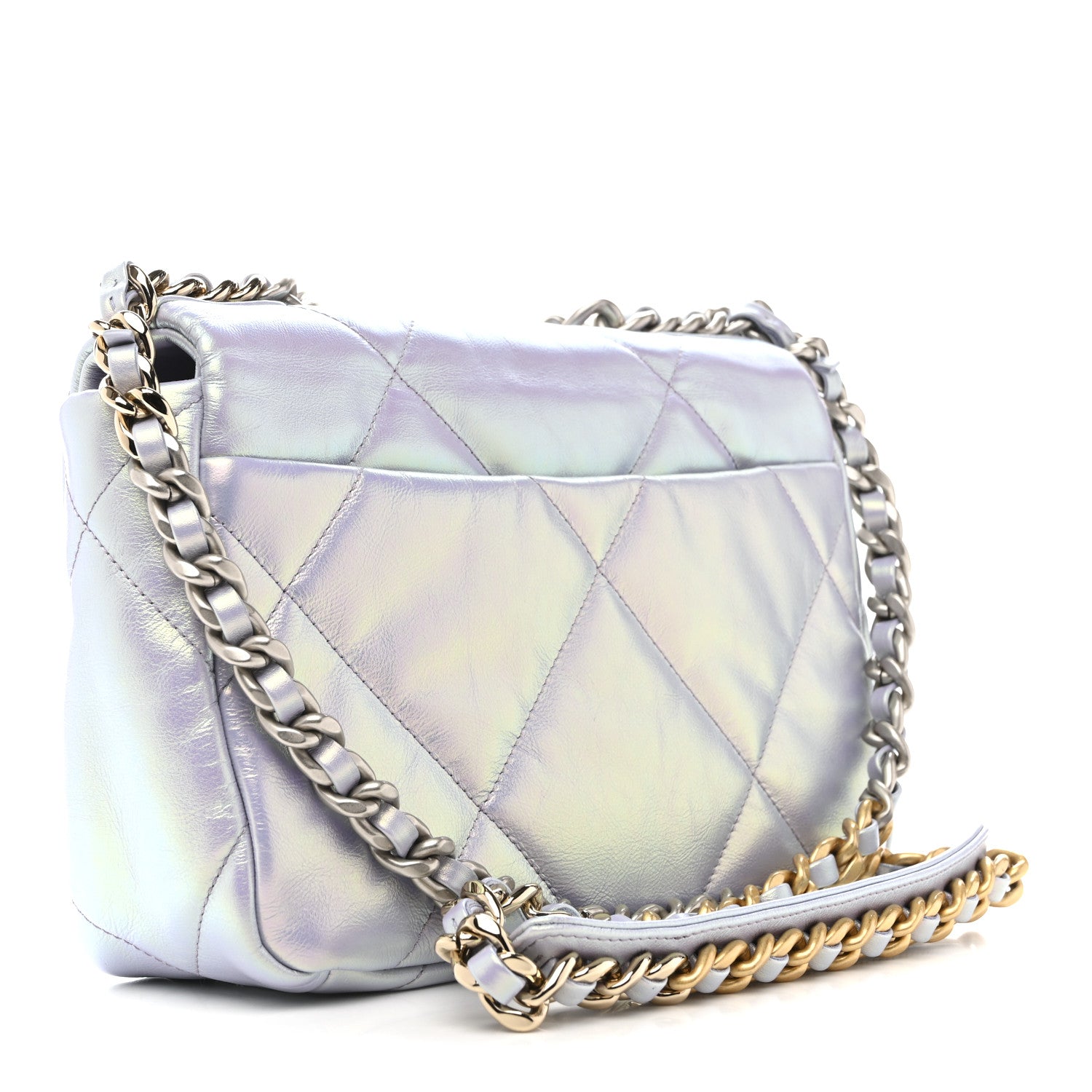Chanel Iridescent Calfskin Quilted Medium Chanel 19 Flap Light Purple Blue 3 of 11