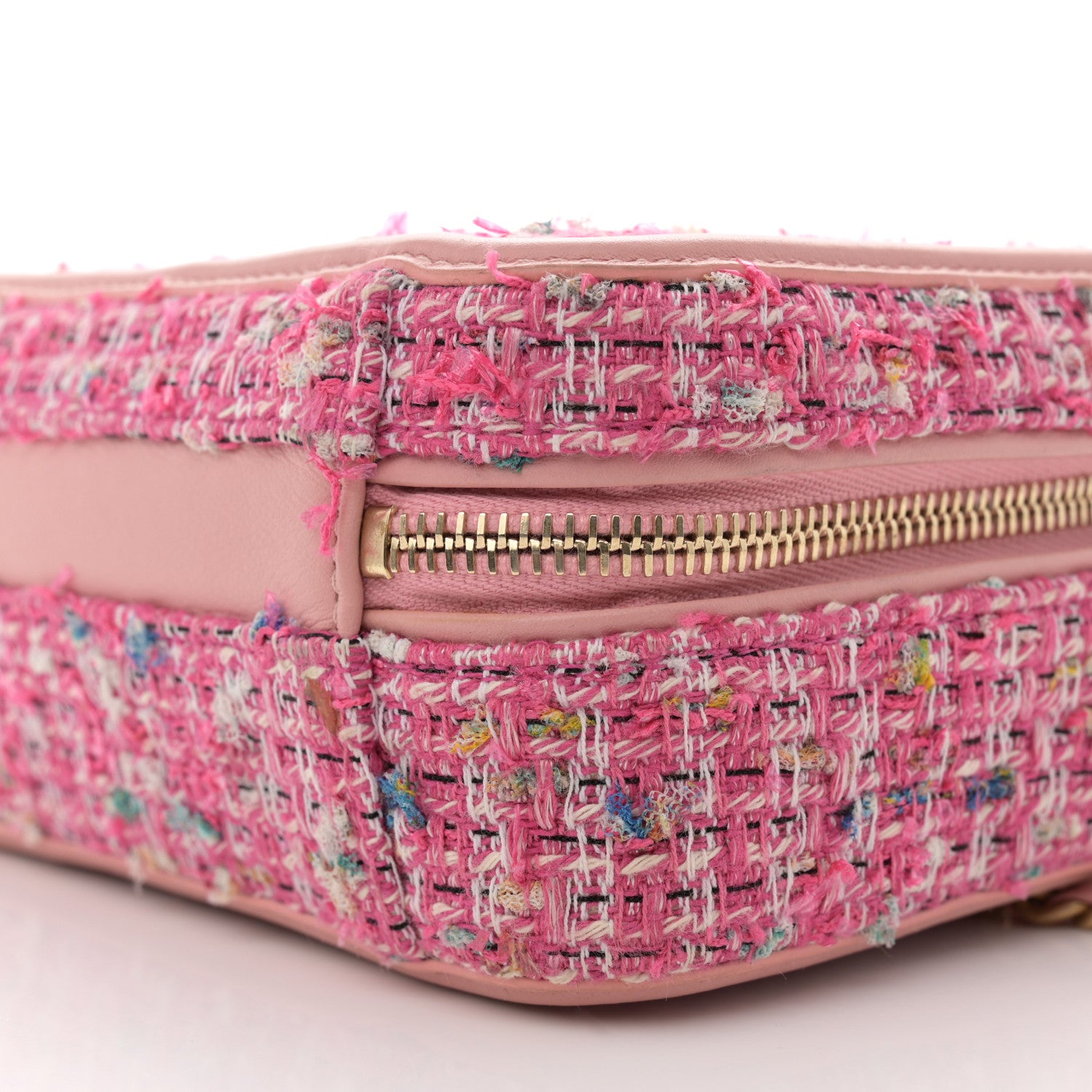 Chanel Tweed Quilted Small CC Filigree Vanity Case Pink 10 of 14