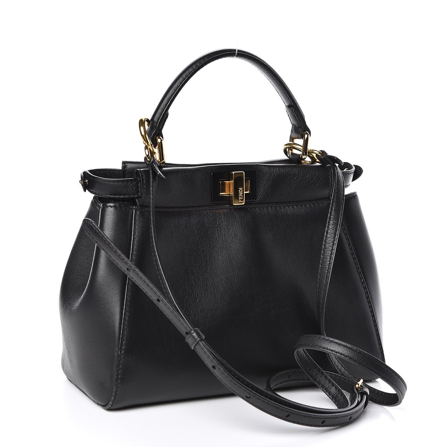 Fendi Nappa Monster Eyes Mini Peekaboo Iconic Satchel Black 3 of 9