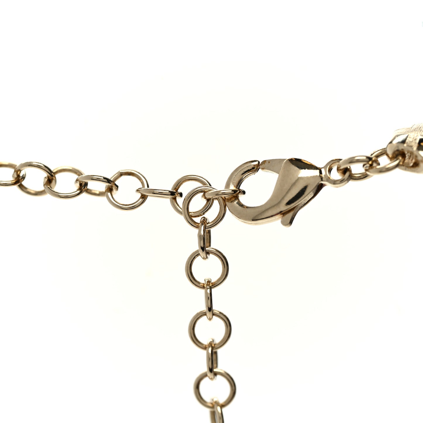 Metal Lambskin Crystal CC Choker Necklace Gold White