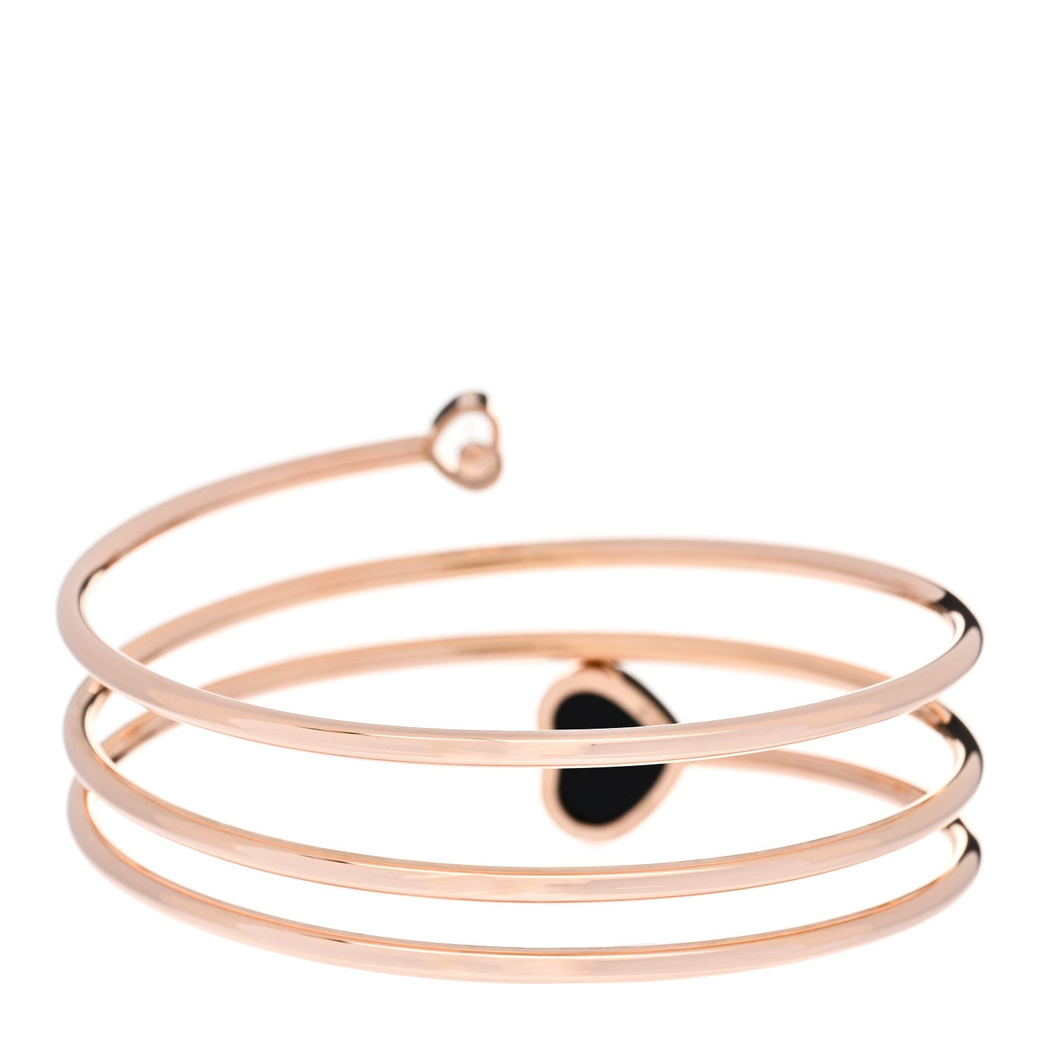 Chopard 18K Rose Gold Diamond Black Onyx Happy Hearts Twist Bracelet 2 of 5