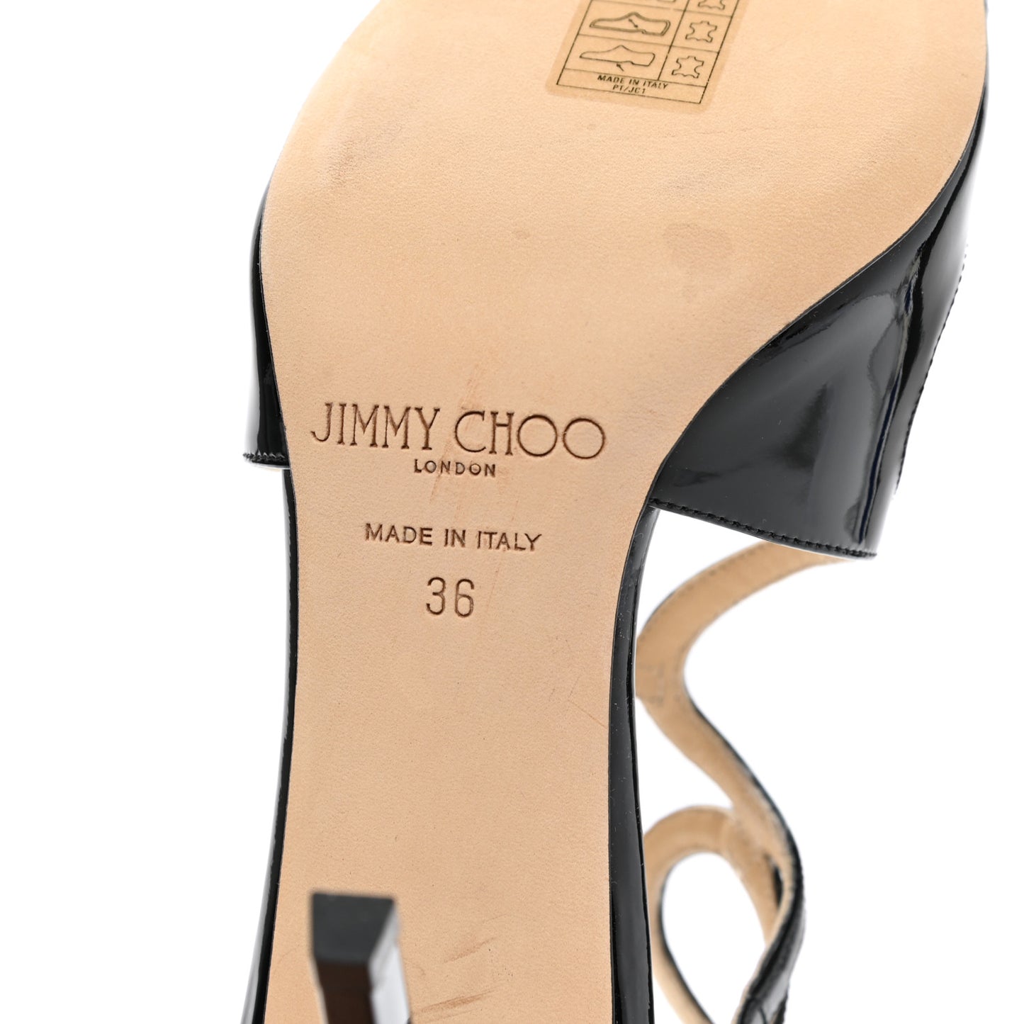 Patent Calfskin Lang Sandals 36 Black