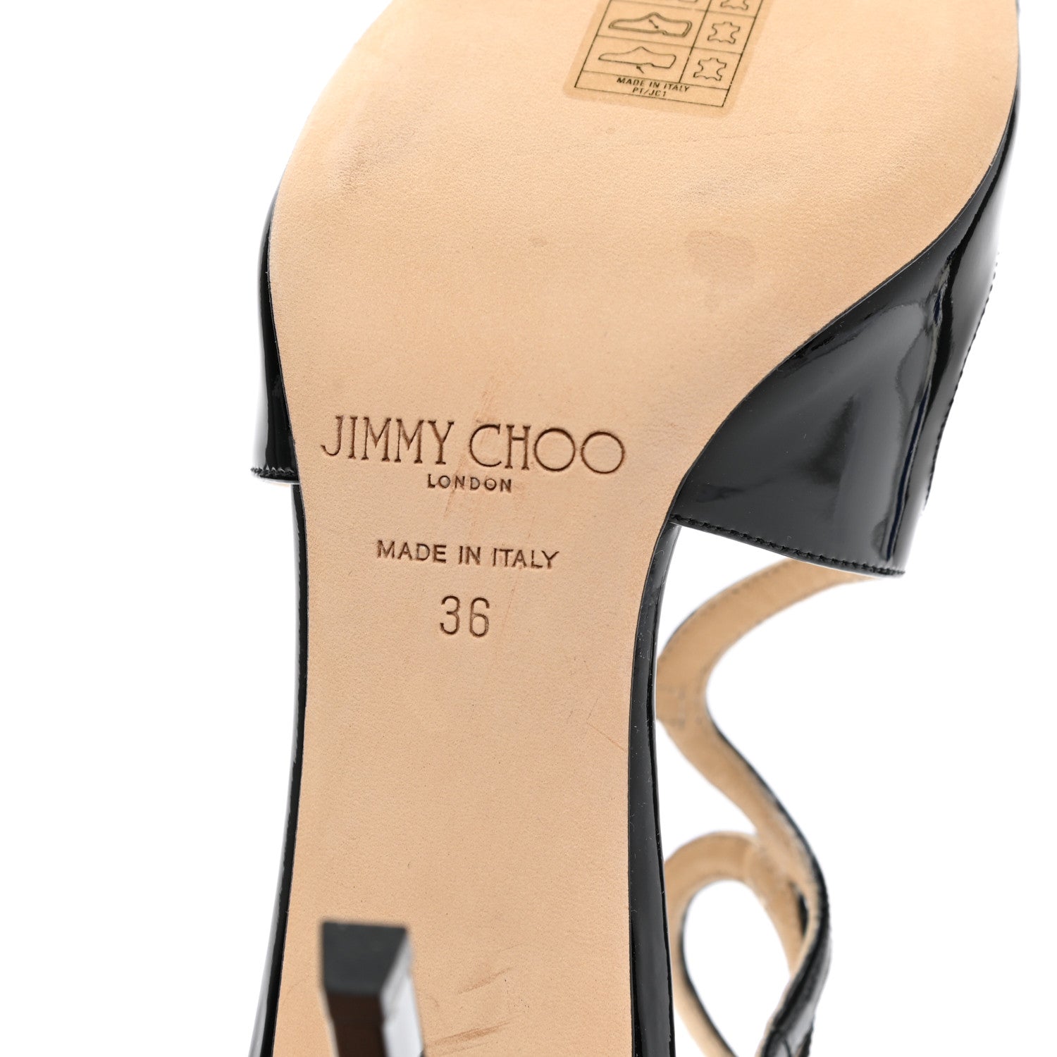 Jimmy Choo Patent Calfskin Lang Sandals 36 Black 6 of 8