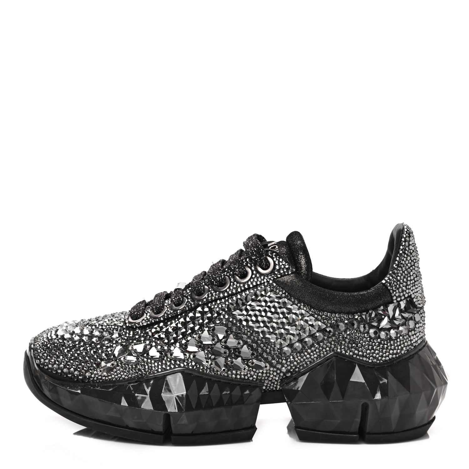 Jimmy Choo Crystal Womens Diamond F Low Top Sneaker 36.5 Black 1 of 8