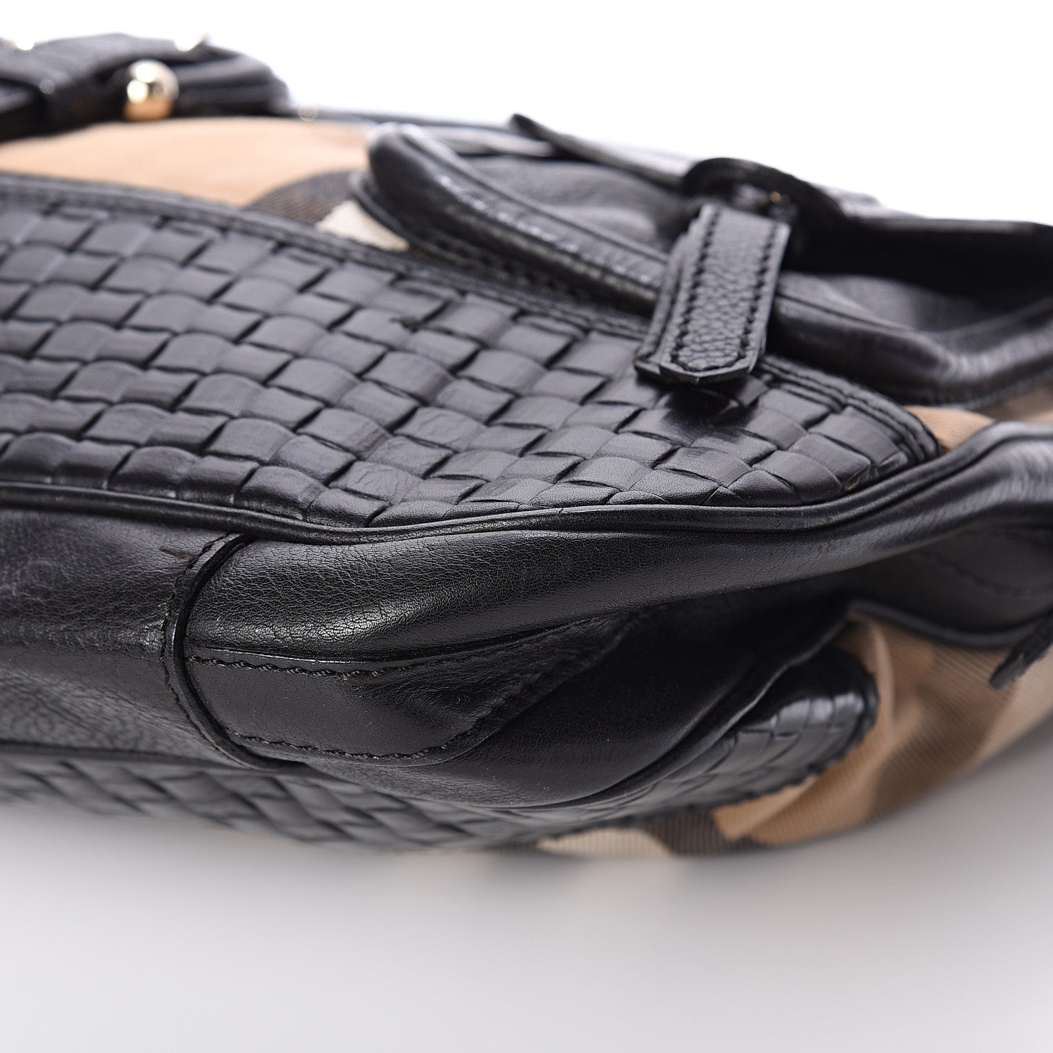 Burberry House Check Woven Calfskin Pocket Hobo Black 8 of 8