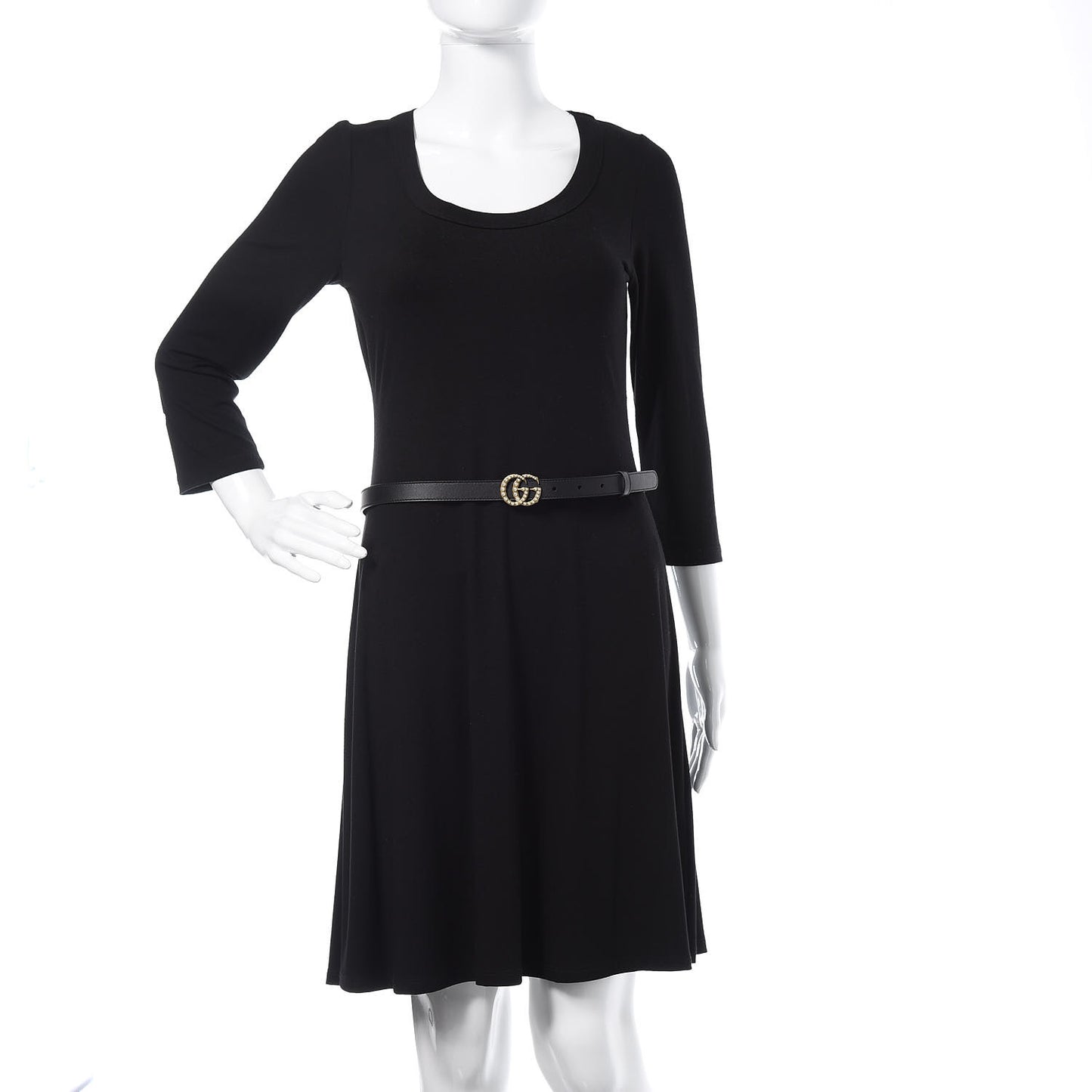 Calfskin Pearl Double G 20mm Belt 85 34 Black Cream