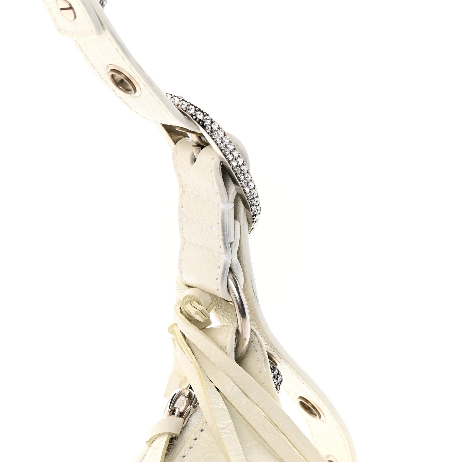 Balenciaga Agneau Arena Crystal Le Cagole Shoulder Bag XS Optic White 12 of 14
