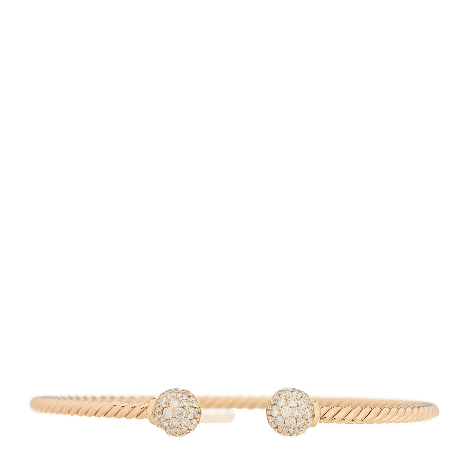 David Yurman 18K Rose Gold Diamond 2.6mm Solari Cablespira Bracelet 1 of 3
