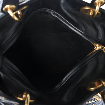 Christian Dior Lambskin Studded Cannage Medium Lady Dior Black 6 of 8