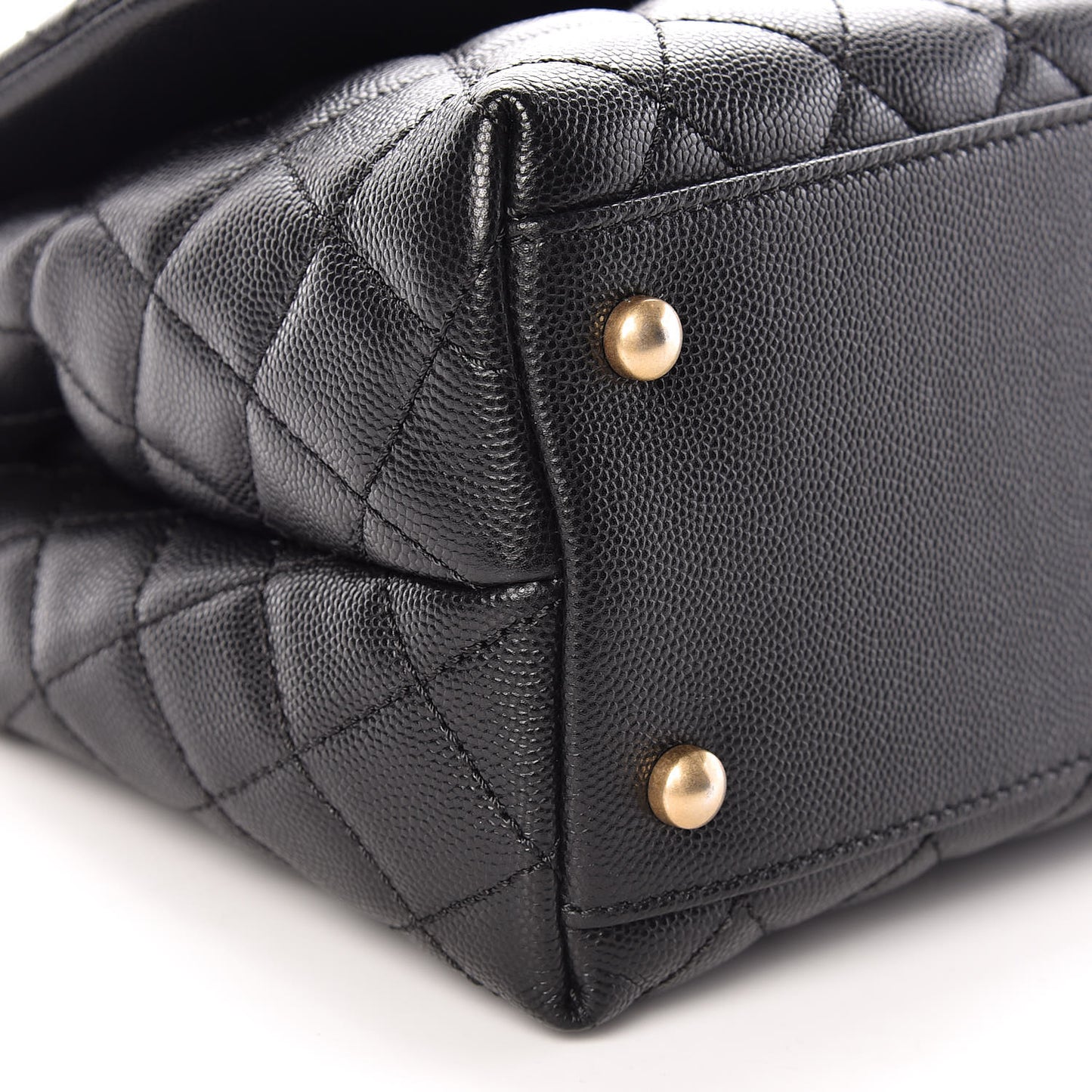 Caviar Lizard Quilted Small Coco Handle Flap Black